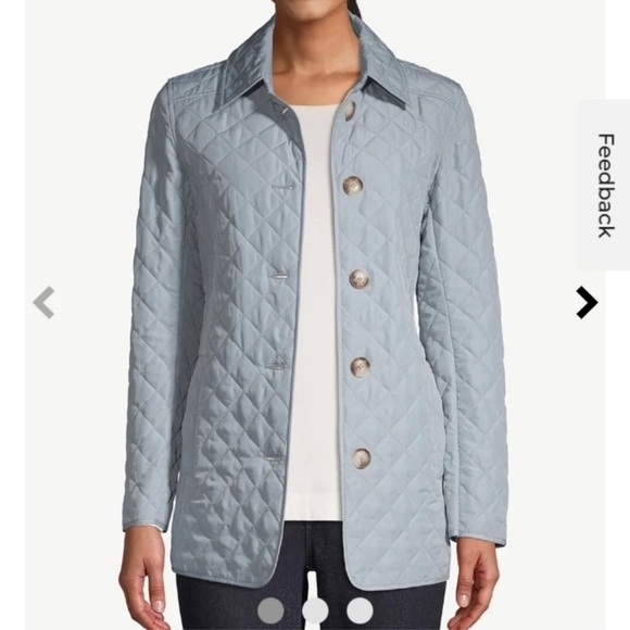 Chico’s NEW Women’s Quilted Jacket Soft Blue Preppy Pastel Riding Classic - Picture 1 of 3